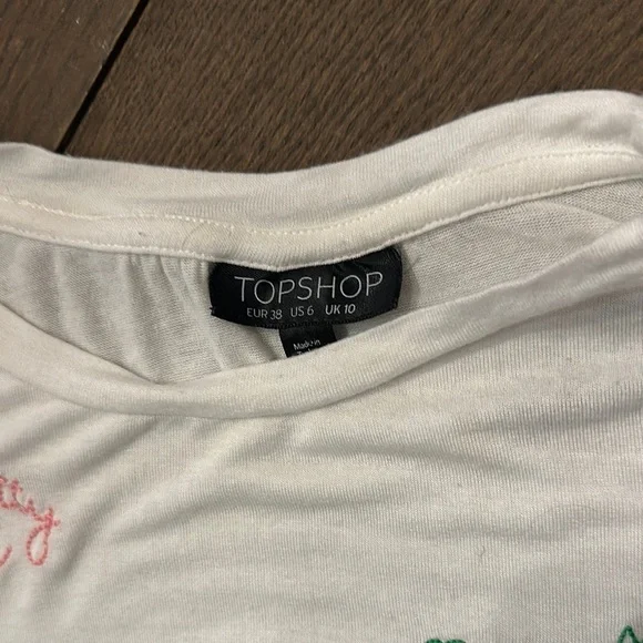 Topshop White Fun Embroidered Crop Top Resort Cruise Wear Vacation - Picture 2 of 11